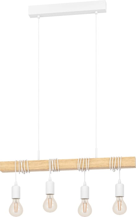 EGLO Townshend Hanglamp - E27 - 70 cm - Wit/Bruin