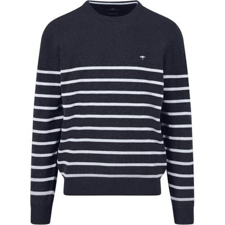 Fynch-Hatton Trui O-Neck Stripe Superfine Cotton Knit Navy / male