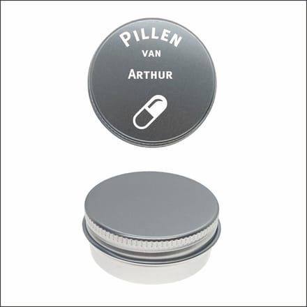 Pillen Blikje Met Naam Gravering - Arthur