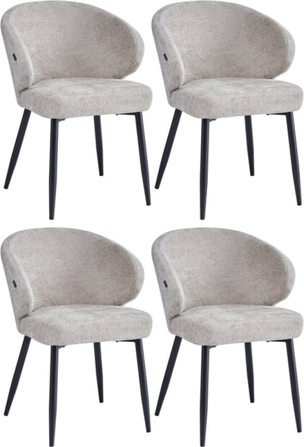 Colenis® - Ruby Eetkamerstoel - Set Van 4 - Taupe - Chenille Stof - Design