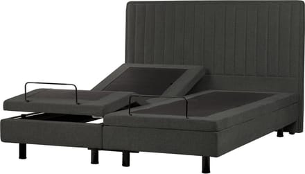 CASTELLAN - Tweepersoonsbed - Donkergrijs - 180 x 200 cm - Polyester