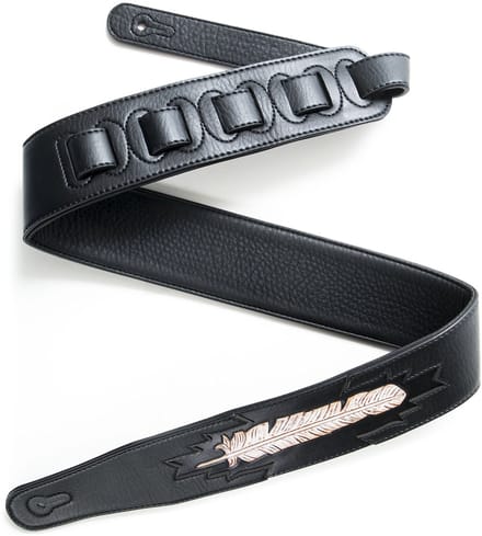 Fame Garment Leather Feather Black - Gitaarband