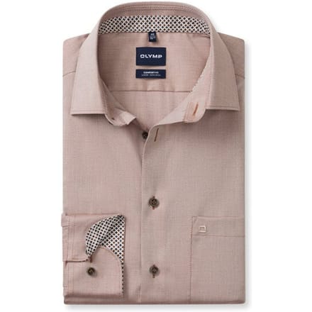 OLYMP Luxor Overhemd, Comfort Fit, New Kent, Nougat