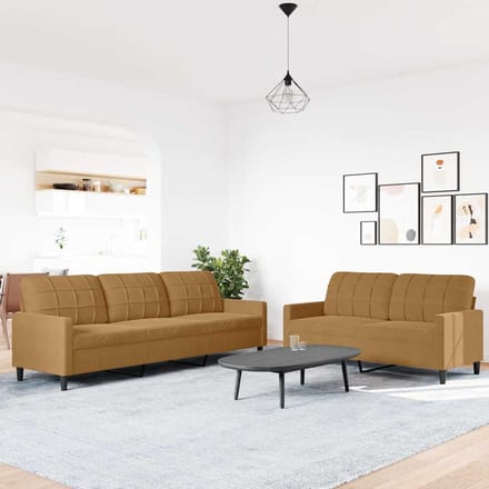 vidaXL - 2-delige - Loungeset - met - kussens - fluweel - bruin