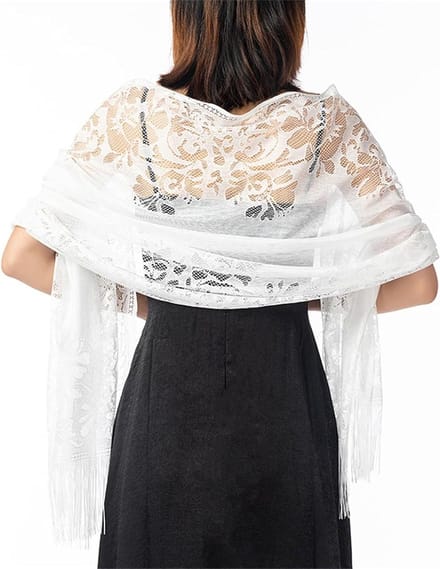 Dames Sjaals - Pashmina Wraps - Bruiloft Accessoire - Chiffon Stof - 3 x 2 x 1 cm - Zilverkleurig