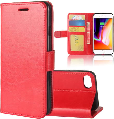 MobyDefend Hoesje - Geschikt voor Apple iPhone SE (2020/2022) / iPhone 7 / iPhone 8 - Wallet Book Case (Sluiting Achterkant) - Rood