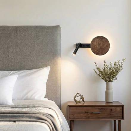 SIGMA Wandlamp Hotel Mood, zwart/bruin, metaal, hout, G9