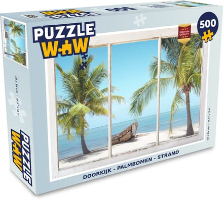 Puzzel Doorkijk - Palmbomen - Strand - Legpuzzel - Puzzel 500 stukjes