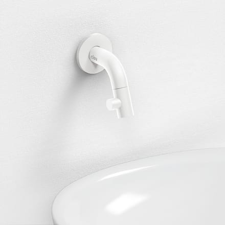 Clou Kaldur fonteinkraan 2x6.8cm korte uitloop wandmontage wit mat