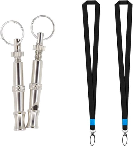 Professionele Hondenfluit met Sleutelhanger, 2 Stuks, Verstelbare RVS Fluit voor Terugroeptraining en Blaffcontrole, Ideaal voor Honden Training