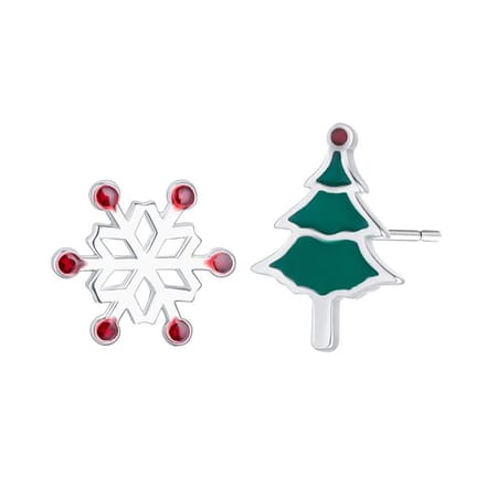 Jomide Kerst oorknoppen Sneeuwvlok/Kerstboom - Zilverkleurig