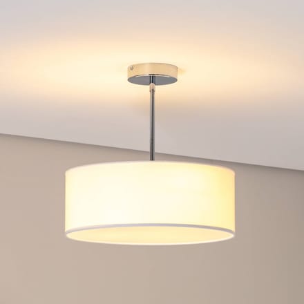 Argon Plafondlamp Oja, wit/chroom, textiel, Ø 40 cm