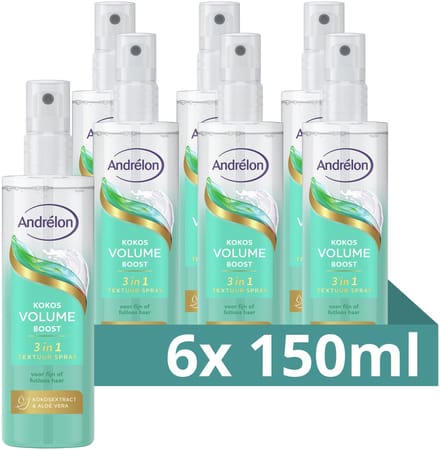 Andrélon 3-in-1 Textuur Spray - Kokos Volume Boost - 6 x 150 ml
