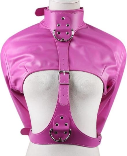 Banoch - Open Breast Straight Jacket Pink - pu leer dwangbuis bondage - Roze