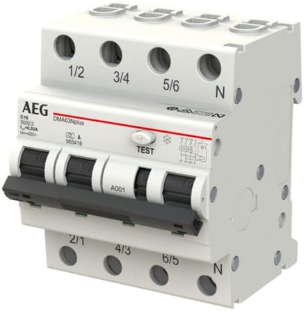 AEG aardlekautomaat 3P+N C16 30mA DMA63N C16/030