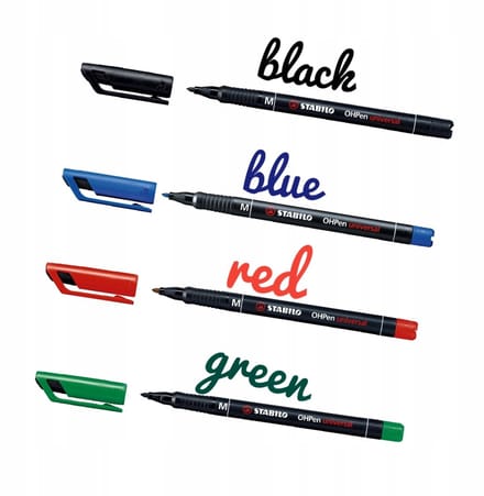 Stabilo OHPen M Markerset 1.0mm, 4 Kleuren in Plastic Etui
