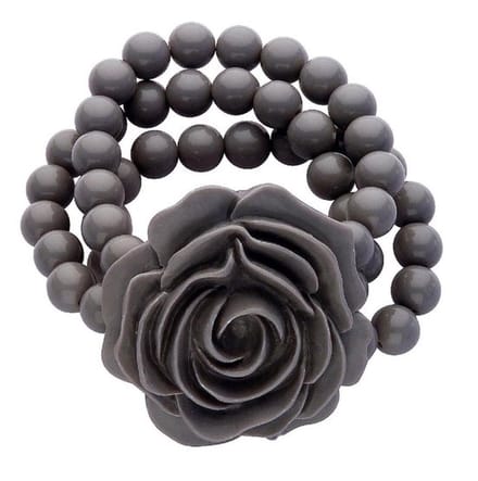Behave - elastische armband - grijs met bloemaccent - romantisch chic