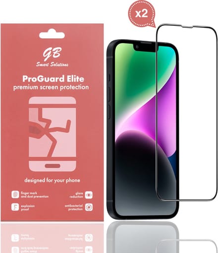 GB ProGuard Elite Screenprotector voor iPhone 13 Pro Max - 14 Plus - 2 stuks – Gehard Glas – Volledige Dekking – Krasbestendig & Schokabsorberend