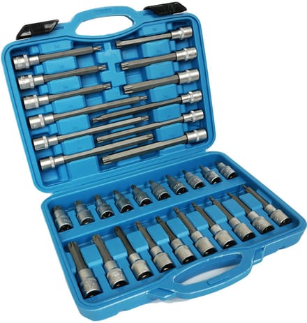 Silver Geko Serie - Spline Torx Dopsleutelset - 1/2" - 32-Delig - Chroom-Vanadiumstaal