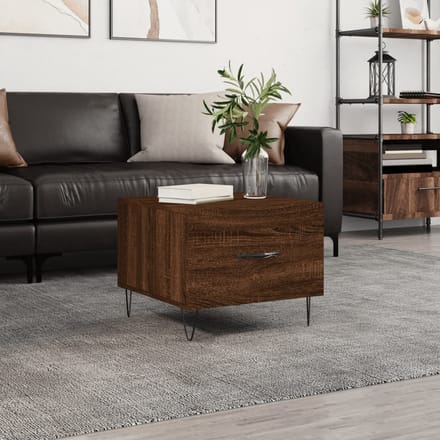 vidaXL - Salontafel - 50x50x40 - cm - bewerkt - hout - bruin - eikenkleur