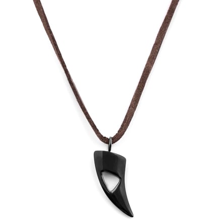 Zwarte Leren Iconic Ketting met Hanger met Uitsparing
