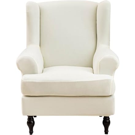 Housse de chaise et repose-pieds à bras incliné King, élastique, aile de canapé, housse Spfa, protection extensible, décoration de la maison 1 Piece white