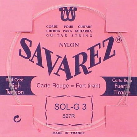 Savarez 527-R G-3 snaar, silverplated nylon (rouge), from 520-F set, hard tension