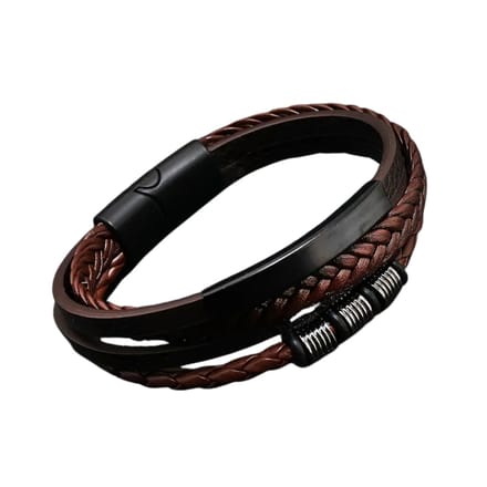 Nivard Armband - Staal - Nep Zilver - Heren - Koffie