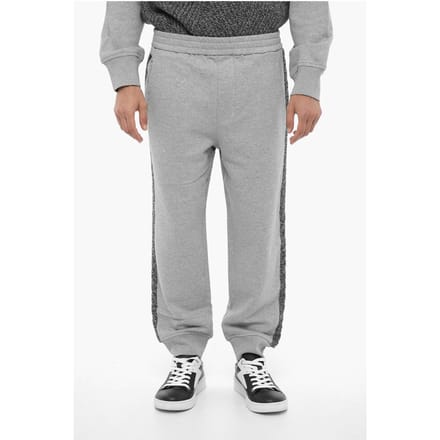 Losse joggingbroek met wollen zijbanden in grijs