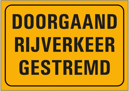 Doorgaand rijverkeer gestremd sticker 148 x 210 mm