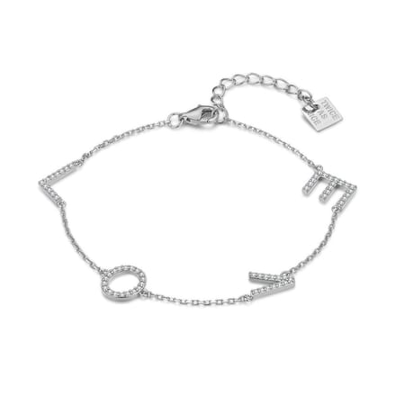 Twice As Nice Armband in zilver, tekst LOVE Zilverkleurig 16cm+3cm
