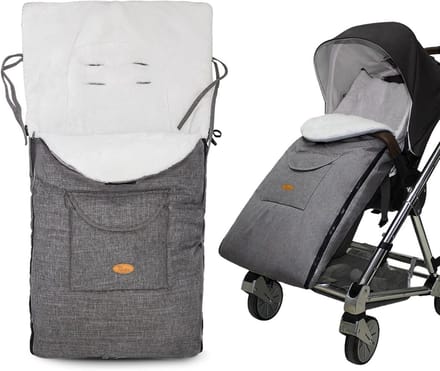 Voetenzak Kinderwagen - Babyzak Winter - Warm Blijven - Waterdicht & Winddicht - 90 x 47 cm - Linnen Grijs