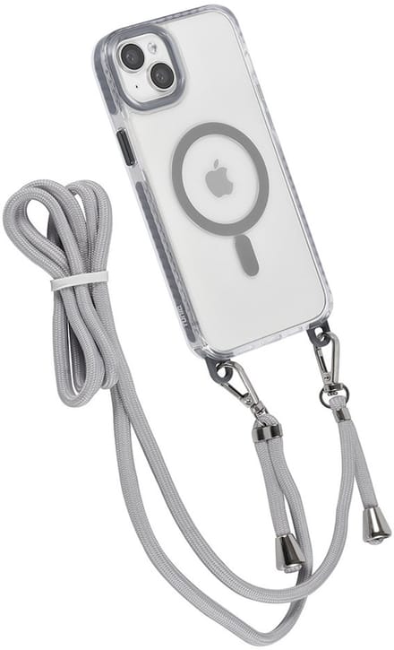 TUNIQ telefoonhoesje voor Apple iPhone 15 Plus - MagSafe backcover met koord - Grijs