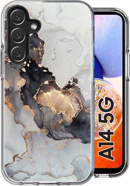 Hoesje geschikt voor Samsung Galaxy A14 - Back Cover Marmer Siliconen Case Wit