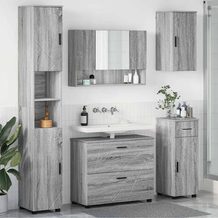 vidaXL - Badkamermeubel - Set - 5 - st - Grijs - Sonoma - 35 - x - 30 - x - 192 - cm