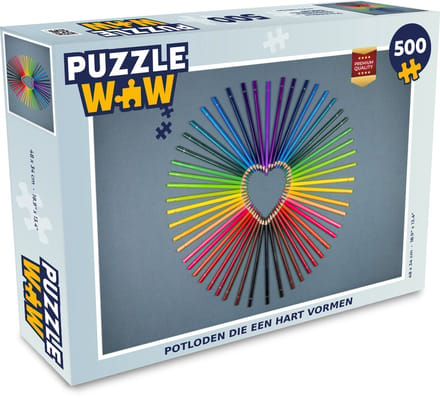 Puzzel Hart - Potloden - Regenboog - Abstract - Legpuzzel - Puzzel 500 stukjes