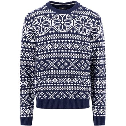 Fynch-Hatton Trui O-Neck Big Jacquard Navy / male