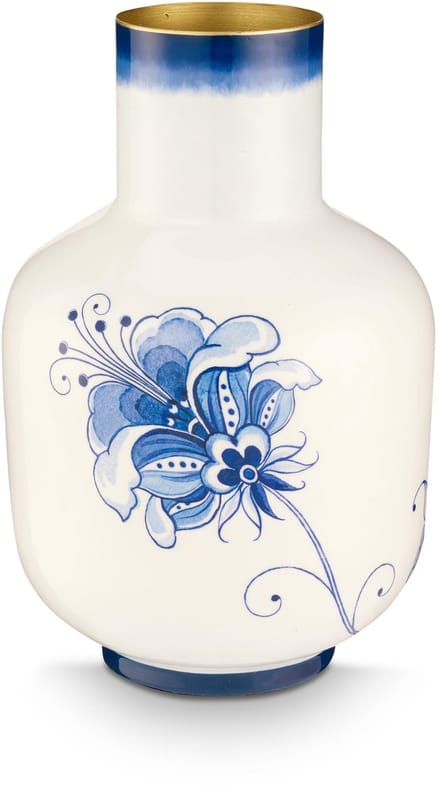 Pip Studio Vaas Pip & The Blue Bird - Bloemenvaas van Metaal - Blauw - 36cm