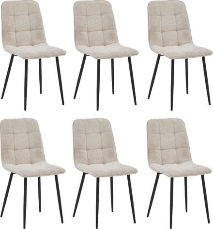 Colenis - Ela Eetkamerstoel - Set Van 6 - Beige - Chenille Stof - Design