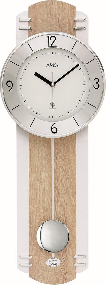 AMS Wandklok met slinger Zendergestuurd Sonoma-Aluminium 5291