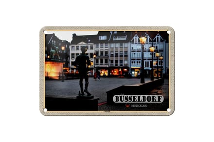 Blechschild Städte Düsseldorf Carlstadt Skulptur 18x12cm Dekoration