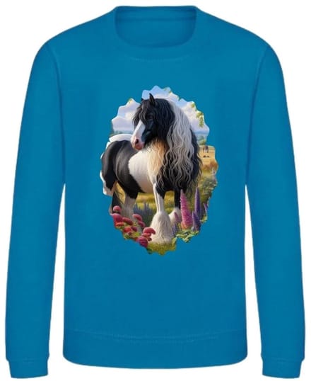 Gave Blauwe Paarden Sweater met Tinker - Blauw - 146/152