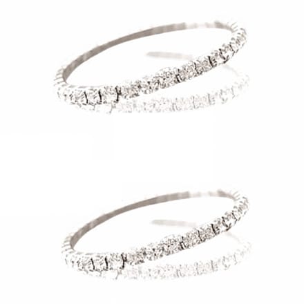 2 Strass- zilverkleur- armbandje- 16 cm - Charme Bijoux