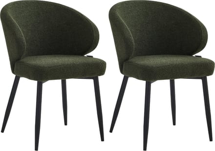 Colenis® - Ruby Eetkamerstoel - Set Van 2 – Groen – Bouclé - Design