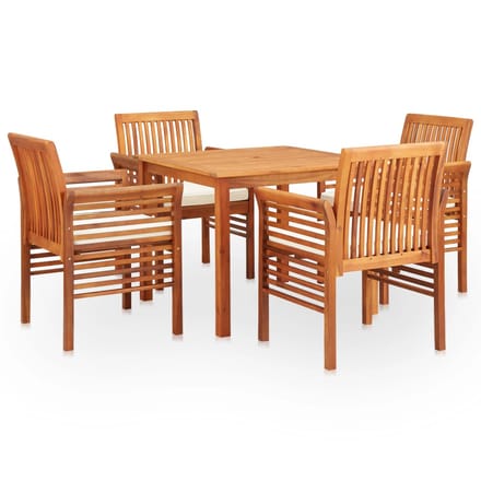 vidaXL - 5-delige - Tuinset - met - kussens - massief - acaciahout