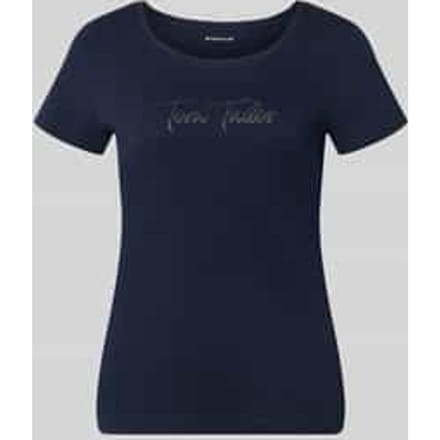 Tom Tailor - T-shirt met glitterlogo - Maat XL - sky captain blue