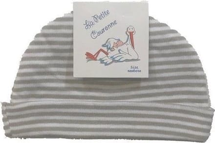 La Petite Couronne Mutsje Uni Grijs/wit Gestreept Maat 56