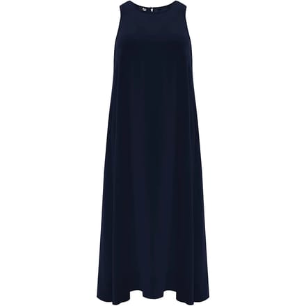 Lange Mouwloos Crepe Jurk Dames Mat Fashion