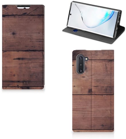Samsung Galaxy Note 10 Book Wallet Case Old Wood