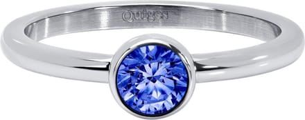Quiges Stapelring Dames - Vulring - RVS Zilverkleurig met Zirkonia Blauw - Maat 19 - Hoogte 2mm